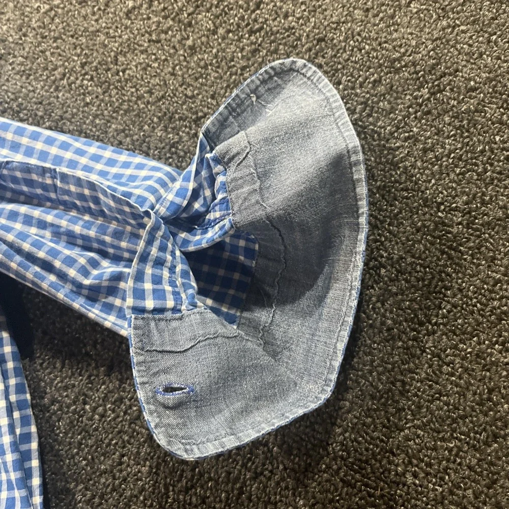 Banana Republic‎ Mens XL Blue Gingham Soft Wash Standard Fit Button Down Shirt